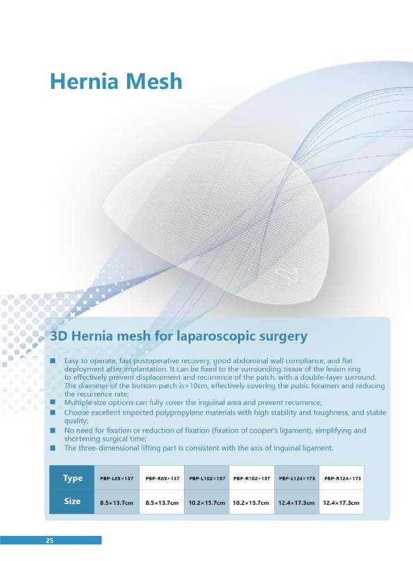 3D Hernia Mesh & Peritoneal Patches